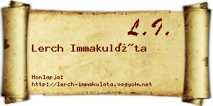 Lerch Immakuláta névjegykártya